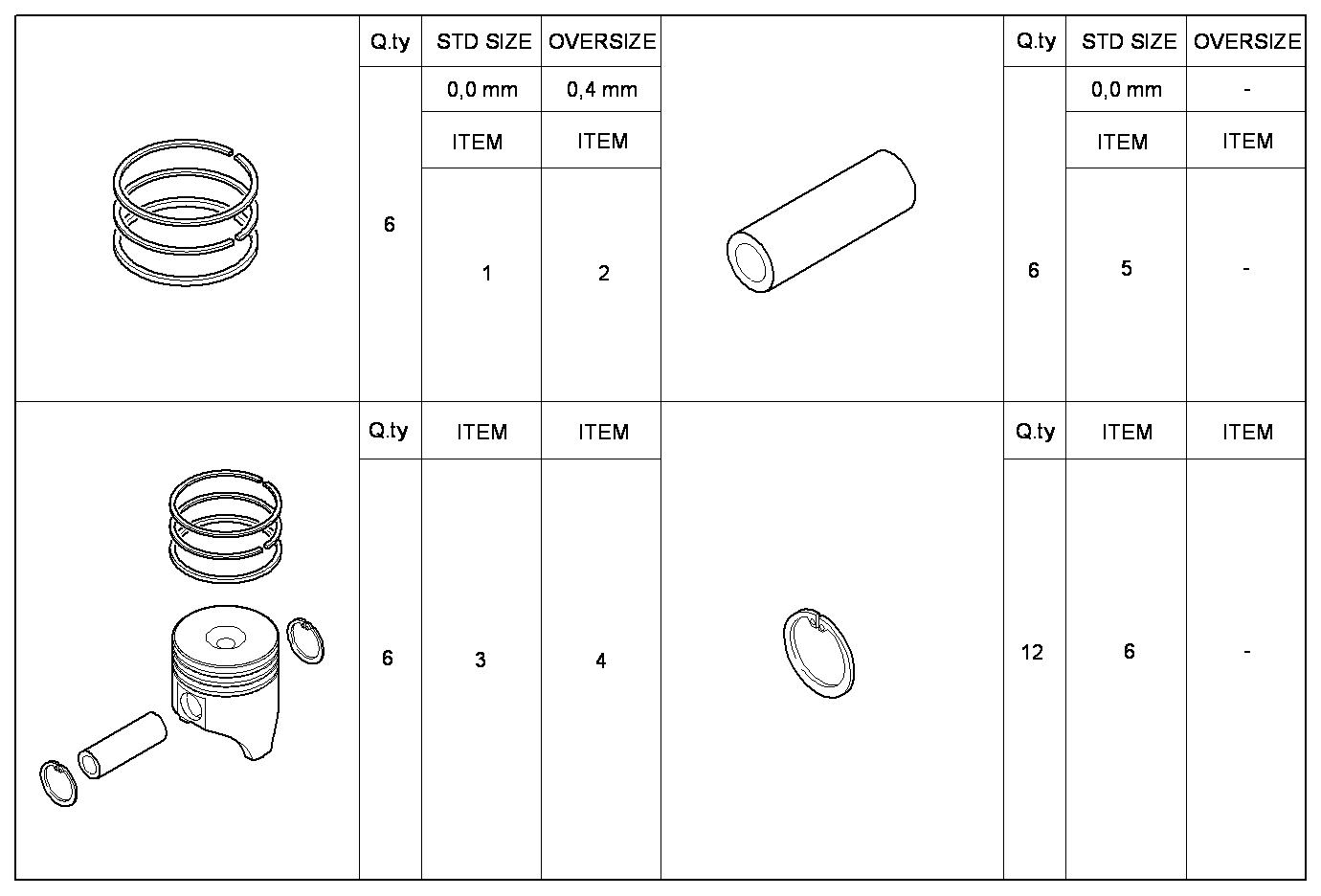 PISTON ASSY - PISTON RINGS - PISTON PIN