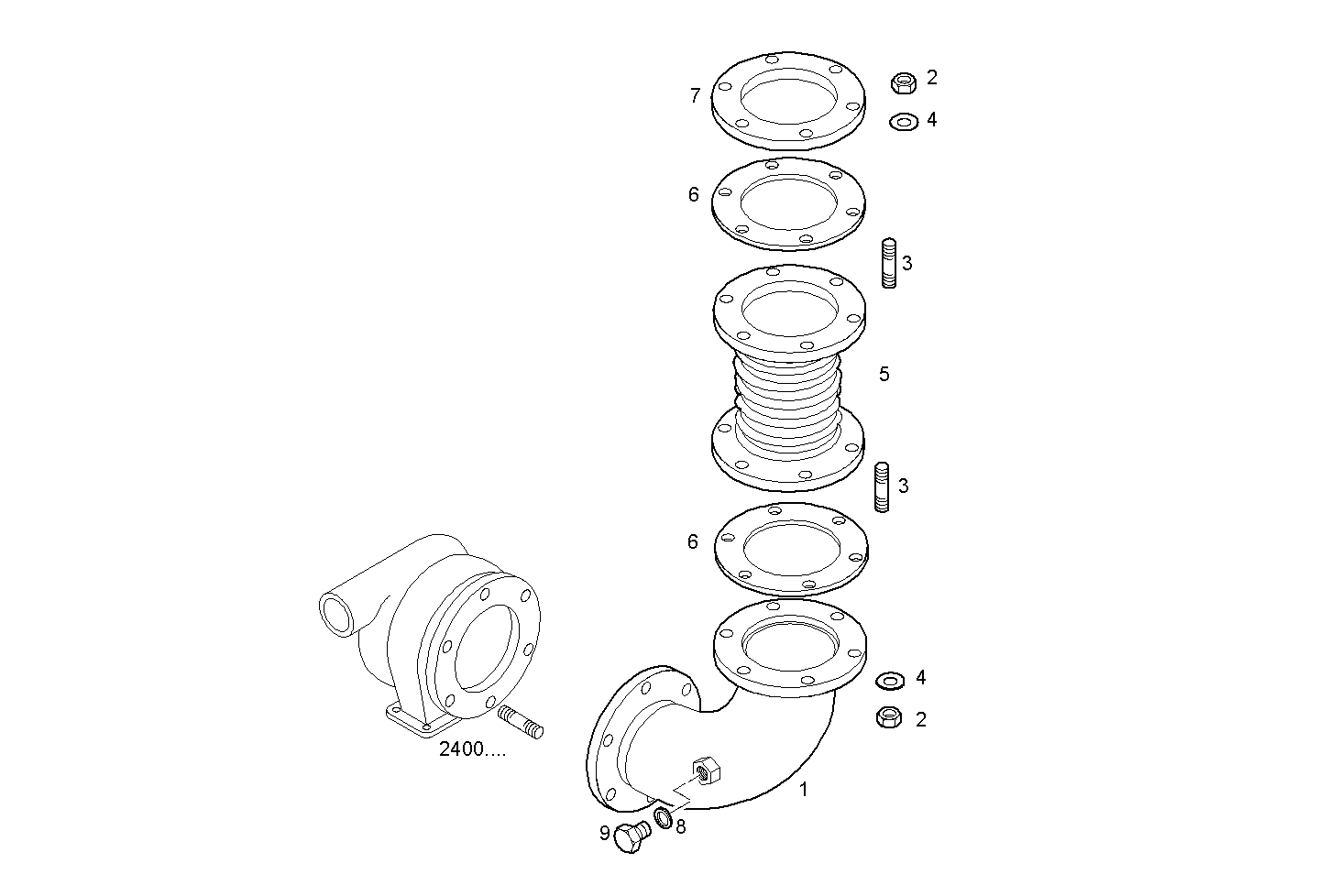 TURNING EXHAUST ELBOW WITH FLEXIBLE