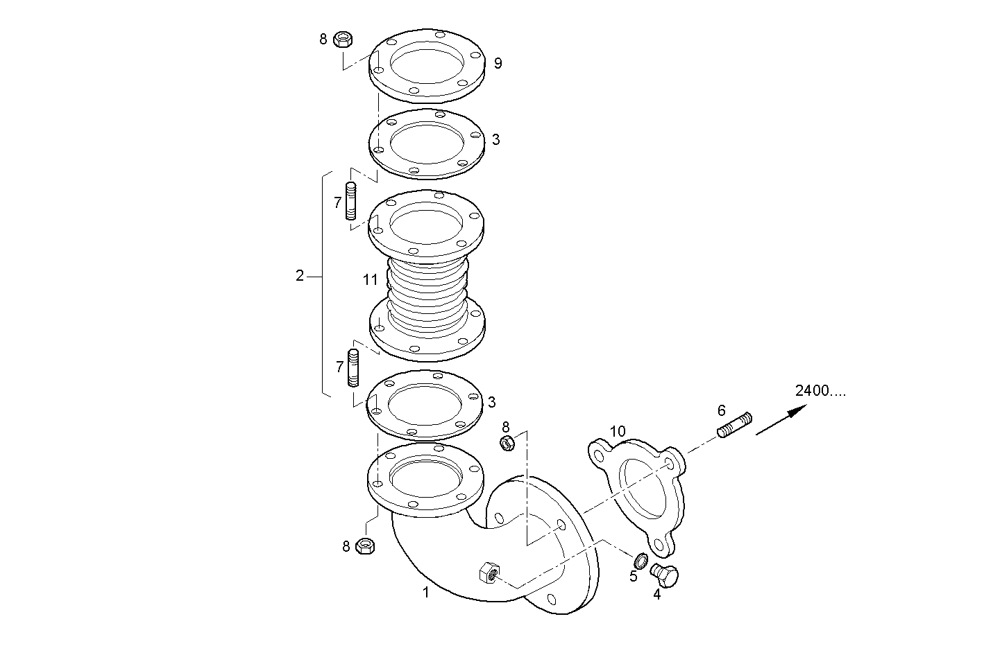 TURNING EXHAUST ELBOW WITH FLEXIBLE